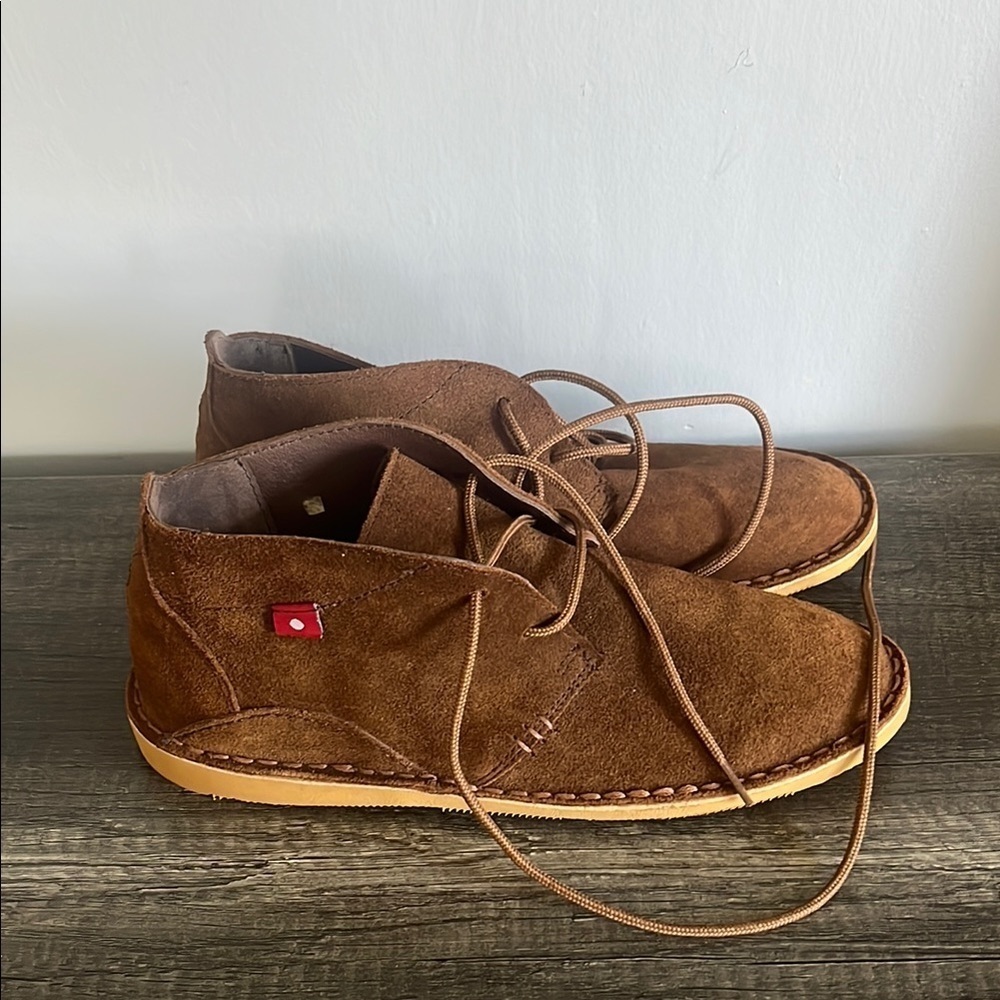 Brown Suede Shoes with Lace-Up Design